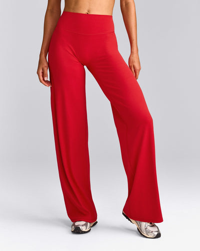SoftMotion™ Straight Leg Bottoms with Grey Logo | Fiery Red