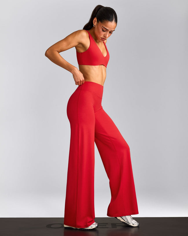 SoftMotion™ Straight Leg Bottoms with Grey Logo | Fiery Red