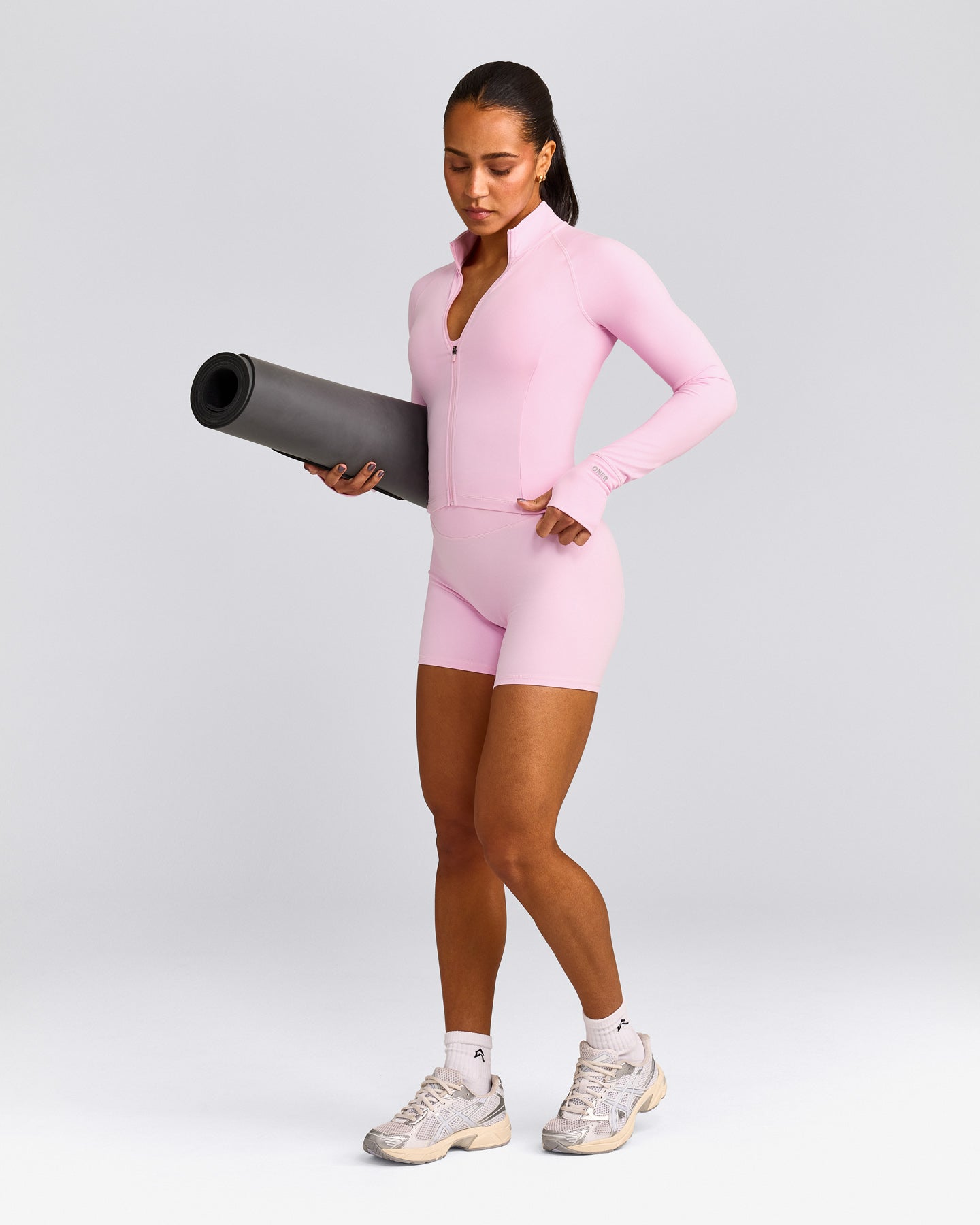 SoftMotion™ Mid Jacket with Grey Logo | Chalk Pink