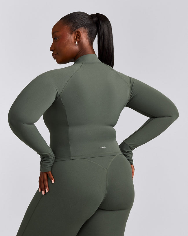 SoftMotion™ Mid Jacket with Grey Logo | Dark Khaki