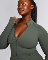 SoftMotion™ Mid Jacket with Grey Logo | Dark Khaki