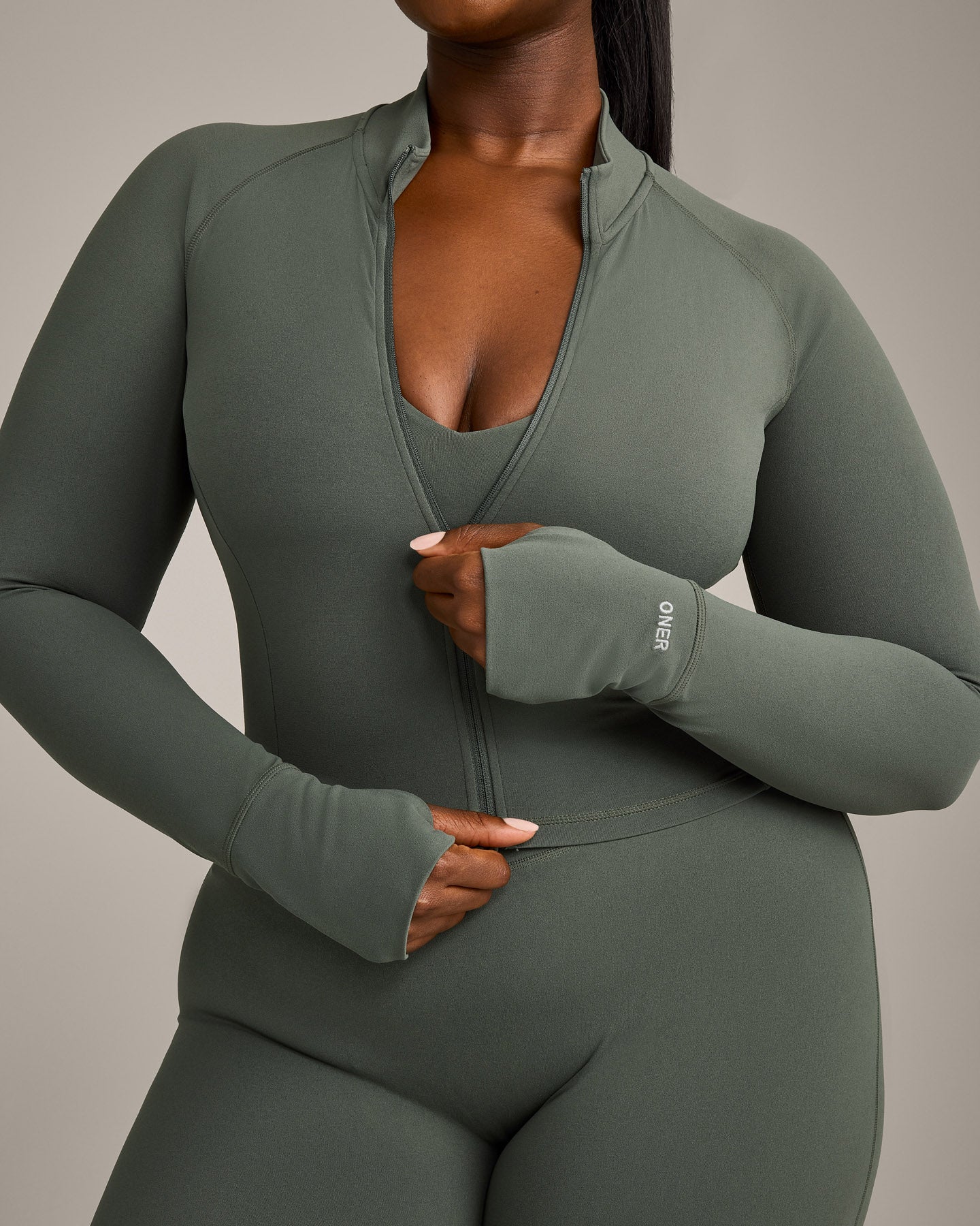 SoftMotion™ Mid Jacket with Grey Logo | Dark Khaki