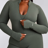 SoftMotion™ Mid Jacket with Grey Logo | Dark Khaki