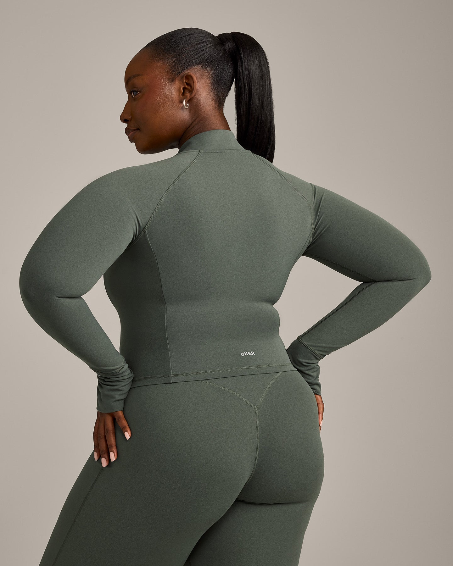 SoftMotion™ Mid Jacket with Grey Logo | Dark Khaki