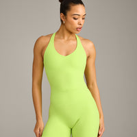 SoftMotion™ Racer Back Mid Vest with Built in Bra Shelf with Grey Logo | Citrus Green