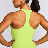 SoftMotion™ Racer Back Mid Vest with Built in Bra Shelf with Grey Logo | Citrus Green