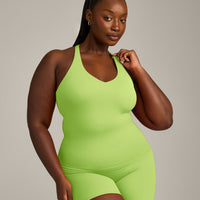 SoftMotion™ Racer Back Vest with Built in Bra Shelf with Grey Logo | Citrus Green
