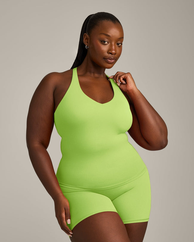 SoftMotion™ Racer Back Vest with Built in Bra Shelf with Grey Logo | Citrus Green