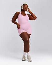 SoftMotion™ Racer Back Vest with Built in Bra Shelf with Grey Logo | Chalk Pink