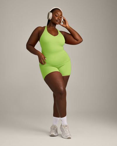 SoftMotion™ Racer Back Vest with Built in Bra Shelf with Grey Logo | Citrus Green