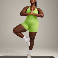 SoftMotion™ Racer Back Vest with Built in Bra Shelf with Grey Logo | Citrus Green