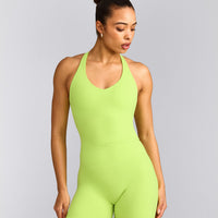 SoftMotion™ Racer Back Vest with Built in Bra Shelf with Grey Logo | Citrus Green