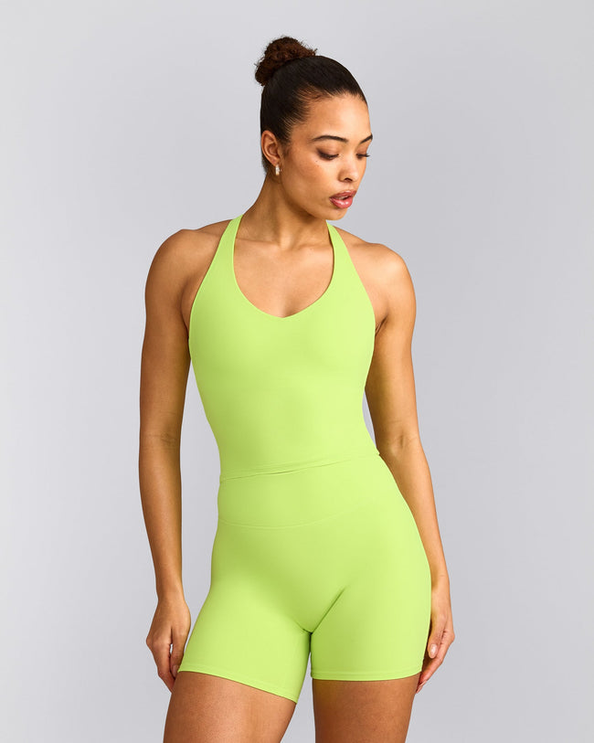 SoftMotion™ Racer Back Vest with Built in Bra Shelf with Grey Logo | Citrus Green