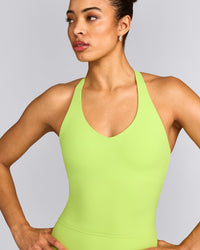 SoftMotion™ Racer Back Vest with Built in Bra Shelf with Grey Logo | Citrus Green