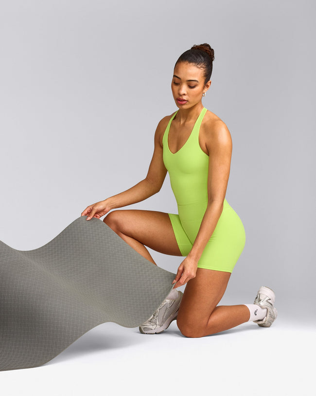 SoftMotion™ Racer Back Vest with Built in Bra Shelf with Grey Logo | Citrus Green