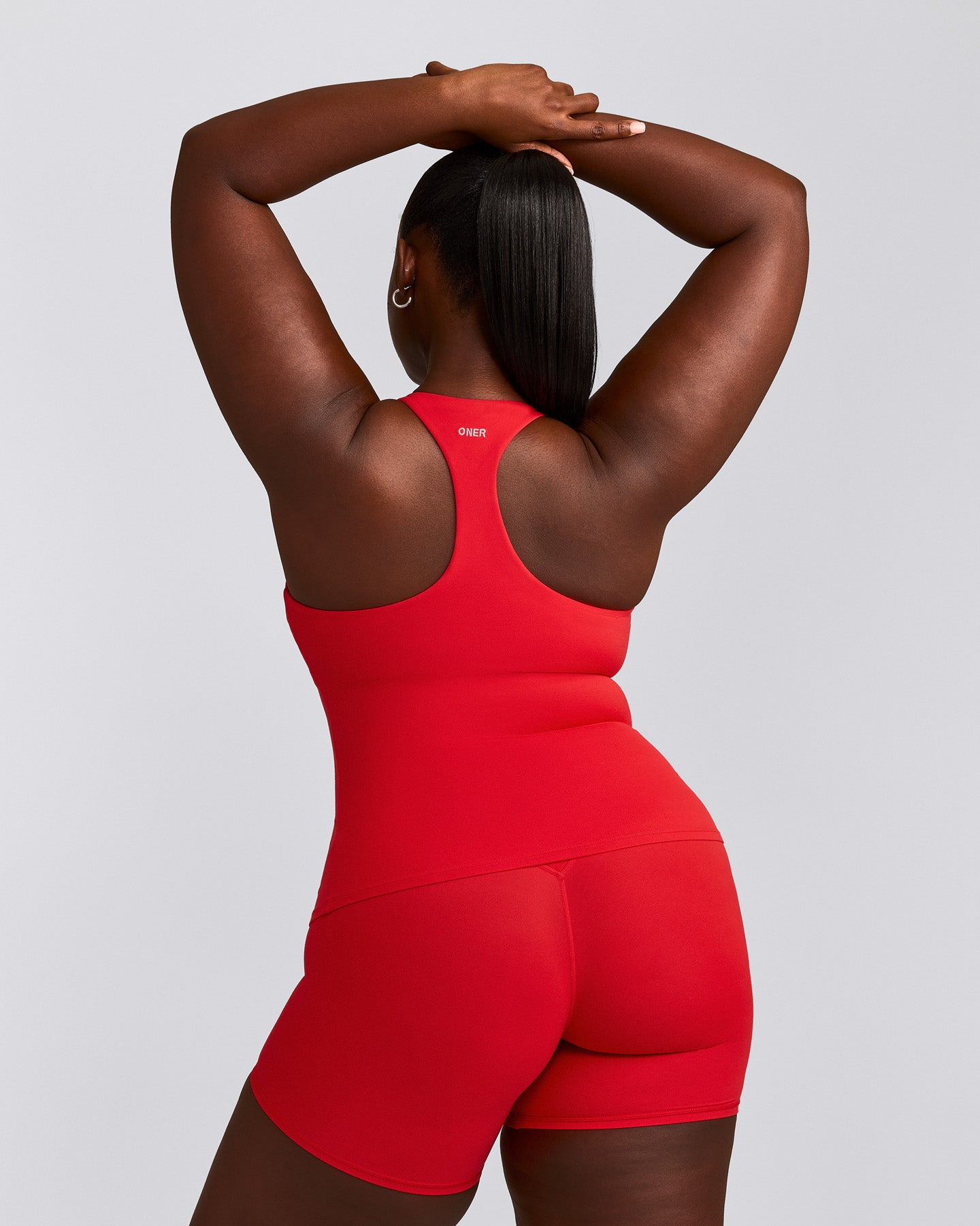 SoftMotion™ Racer Back Vest with Built in Bra Shelf with Grey Logo | Fiery Red