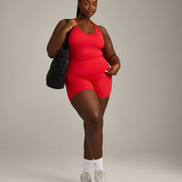 SoftMotion™ Racer Back Vest with Built in Bra Shelf with Grey Logo | Fiery Red