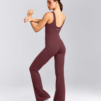 SoftMotion™ Scoop Back Flared All In One Long with Grey Logo | Velvet Mocha