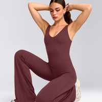 SoftMotion™ Scoop Back Flared All In One Long with Grey Logo | Velvet Mocha