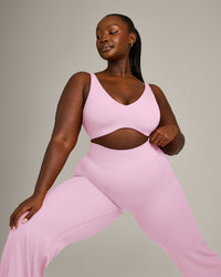 SoftMotion™ Scoop Back Bralette with Grey Logo | Chalk Pink