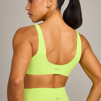 SoftMotion™ Scoop Back Bralette with Grey Logo | Citrus Green