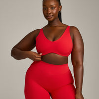 SoftMotion™ Scoop Back Bralette with Grey Logo | Fiery Red