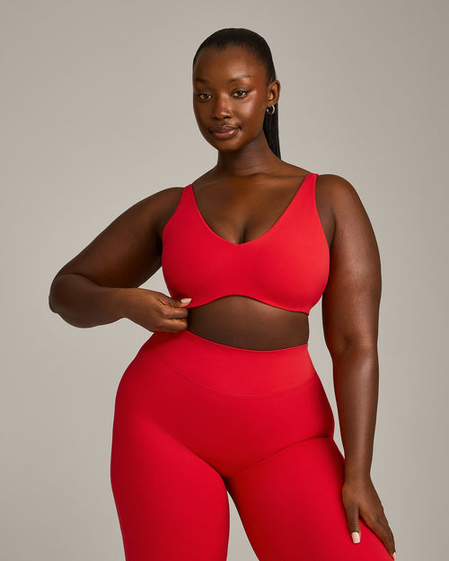 Oner Modal SoftMotion™ Scoop Back Bralette with Grey Logo | Fiery Red