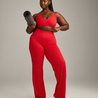 SoftMotion™ Scoop Back Bralette with Grey Logo | Fiery Red