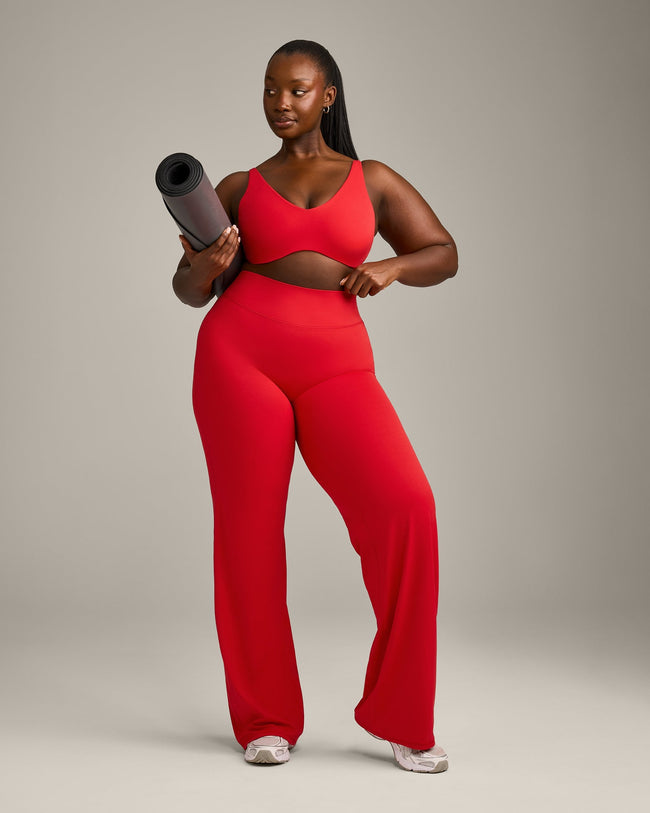 SoftMotion™ Scoop Back Bralette with Grey Logo | Fiery Red