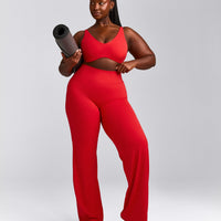 SoftMotion™ Scoop Back Bralette with Grey Logo | Fiery Red