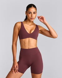 SoftMotion™ Scoop Back Bralette with Grey Logo | Velvet Mocha