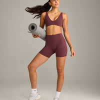 SoftMotion™ Scoop Back Bralette with Grey Logo | Velvet Mocha