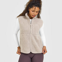 Fleece Gilet with Chest Pocket | Warm Sand