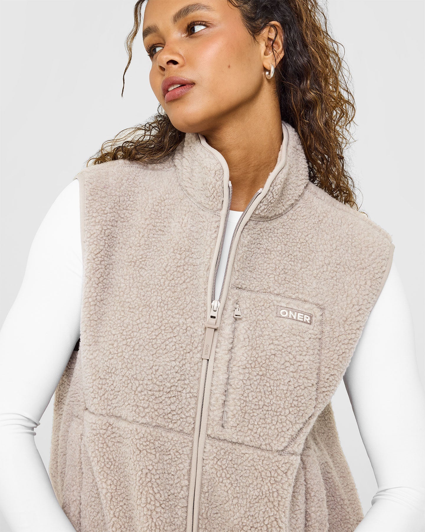 Fleece Gilet with Chest Pocket | Warm Sand