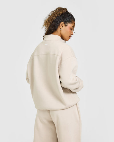 Foundations Oversized 1/4 Zip Sweatshirt | Sand