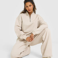 Foundations Oversized 1/4 Zip Sweatshirt | Sand