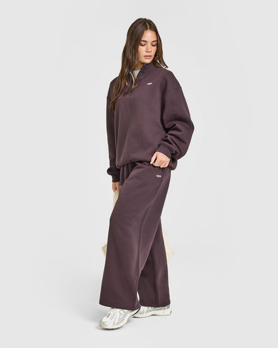 Foundations Oversized 1/4 Zip Sweatshirt | Umber Brown