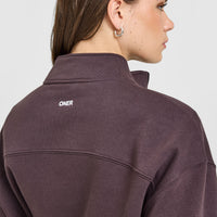 Foundations Oversized 1/4 Zip Sweatshirt | Umber Brown