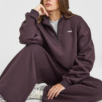 Foundations Oversized 1/4 Zip Sweatshirt | Umber Brown