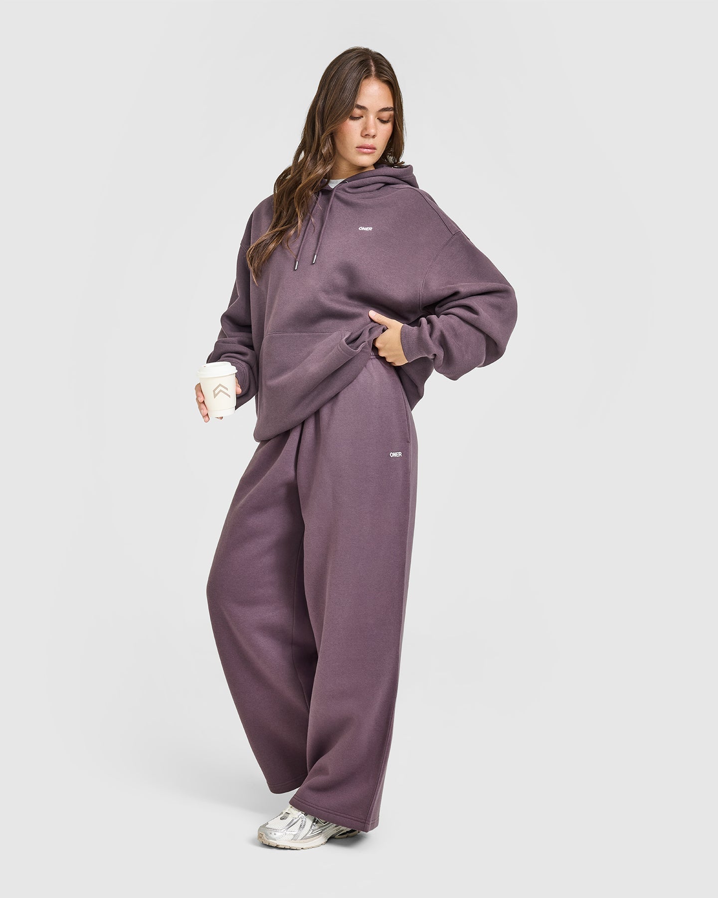 Foundations Oversized Straight Leg Joggers | Vintage Purple