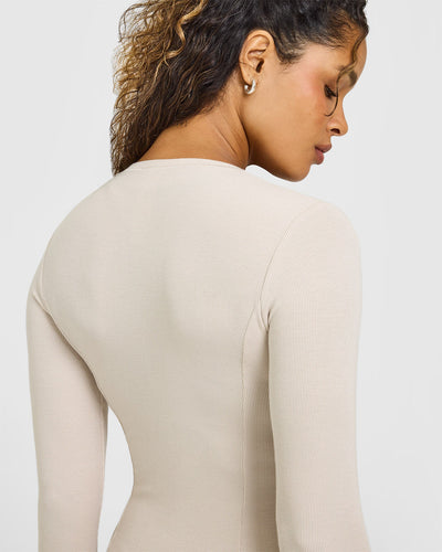 Mellow™ Rib Long Sleeve Cardigan | Sand