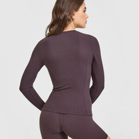 Mellow™ Rib Long Sleeve Cardigan | Umber Brown