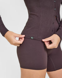 Mellow™ Rib Long Sleeve Cardigan | Umber Brown