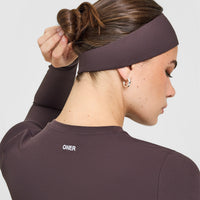 SoftMotion™ Headband with White Logo | Dark Umber Brown