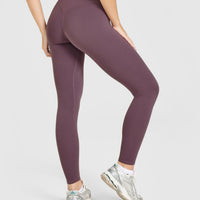 SoftMotion™ High Waisted Leggings with White Logo | Vintage Purple
