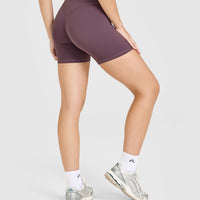 SoftMotion™ High Waisted Shorts 6" with White Logo | Vintage Purple