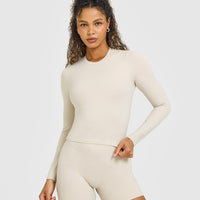 SoftMotion™ Long Sleeve Mid Top with White Logo | Sand