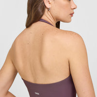 SoftMotion™ Halter Neck Vest with Built in Bra Shelf with White Logo | Vintage Purple