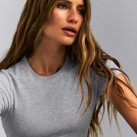 Fitted Cotton Short Sleeve Crew Neck T-Shirt | Mid Grey Marl