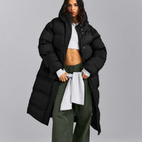 Oversized Longline Puffer Jacket | Black